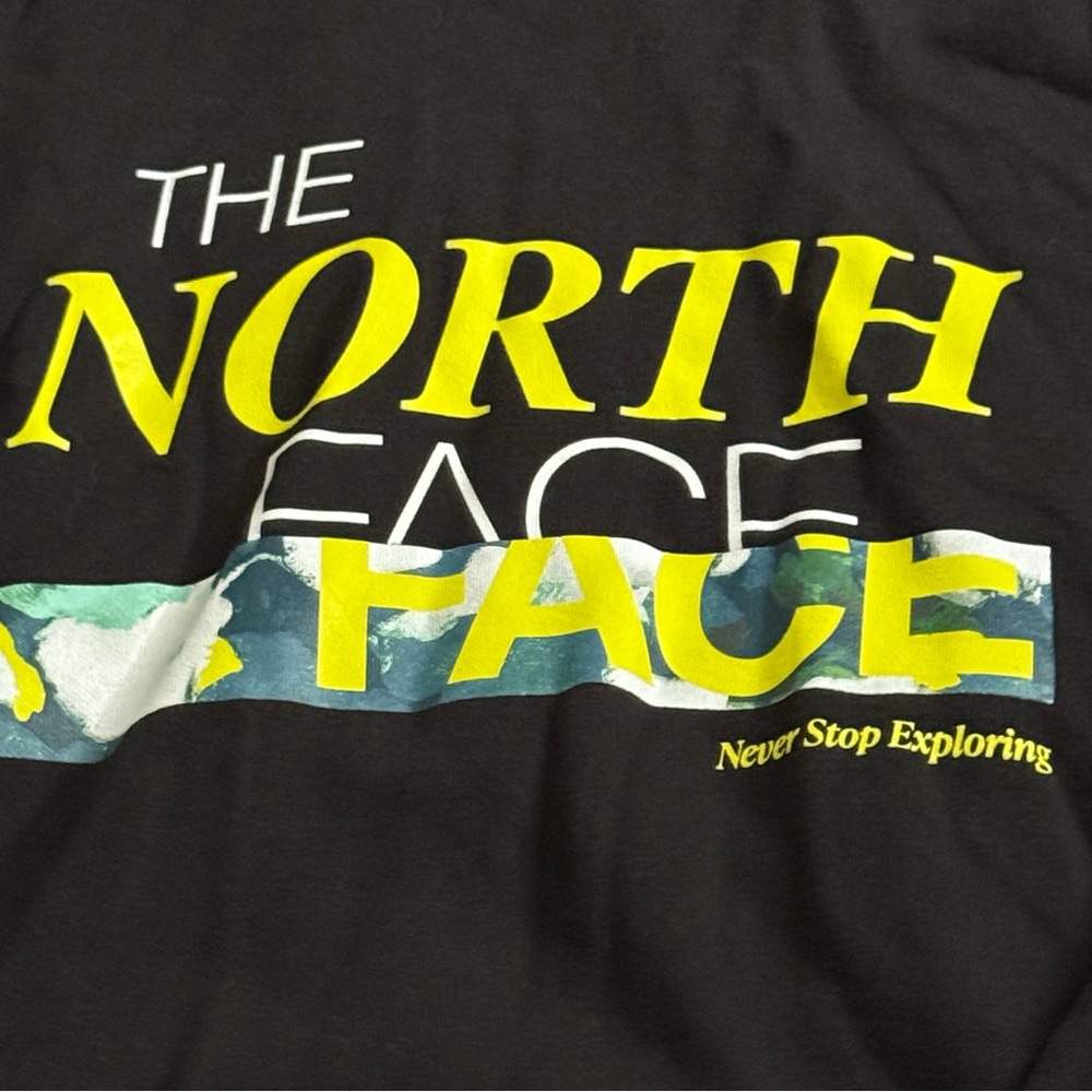 The North Face Black Hoodie with Yellow Logo Men’s XL Pocket‎ Sweatshirt - Picture 3 of 12